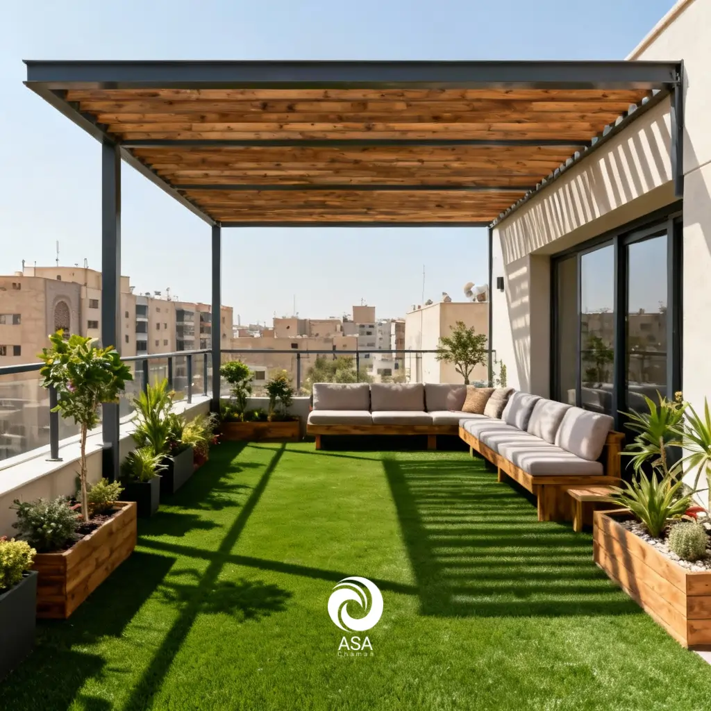 تزیین بالکن کوچک با چمن مصنوعی آسا چمن